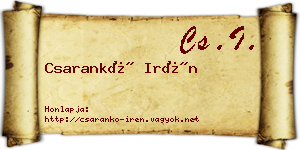 Csarankó Irén névjegykártya