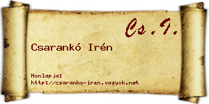 Csarankó Irén névjegykártya